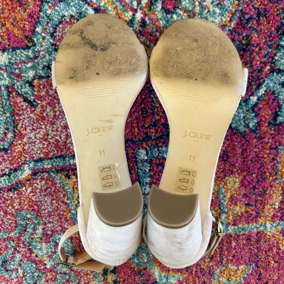 J. Crew | Women’s tan suede open toe Rafia chunky heels, ankle strap/buckle sz11 - Picture 7 of 12